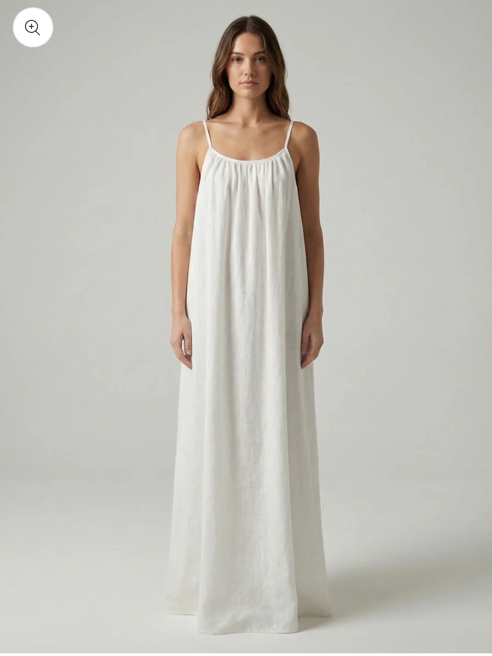 NWOT Lightweight White Linen Maxi Dress with Spaghetti Straps